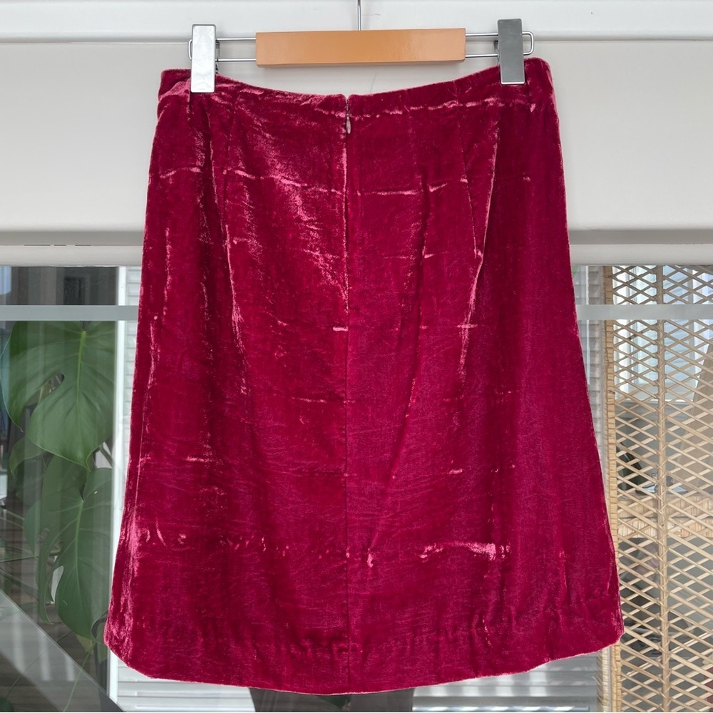 SOLD Anthropologie Velvet Mini Skirt Size 4 Small Medium Red Holiday Festive - Picture 4 of 8